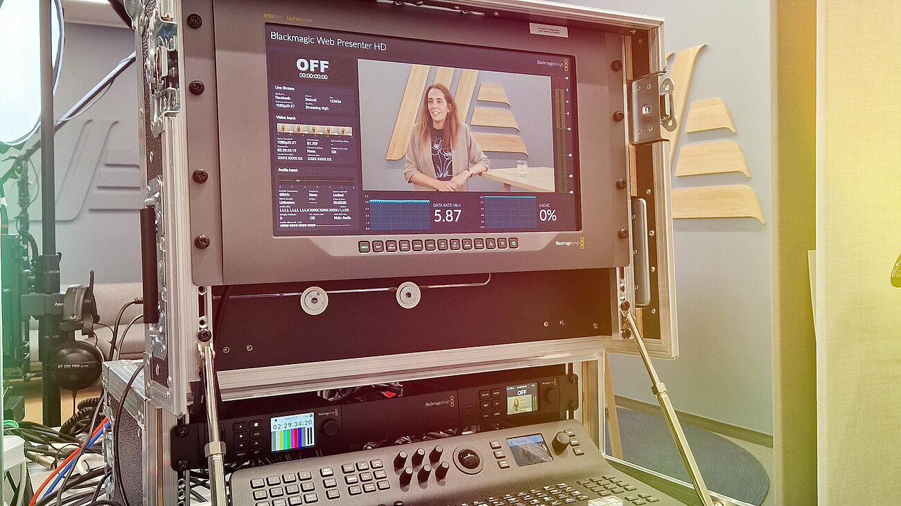 A video monitor in a room.