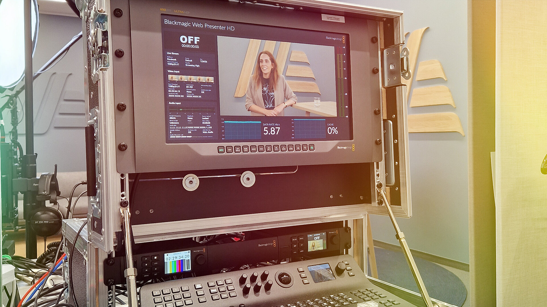 A video monitor in a room.