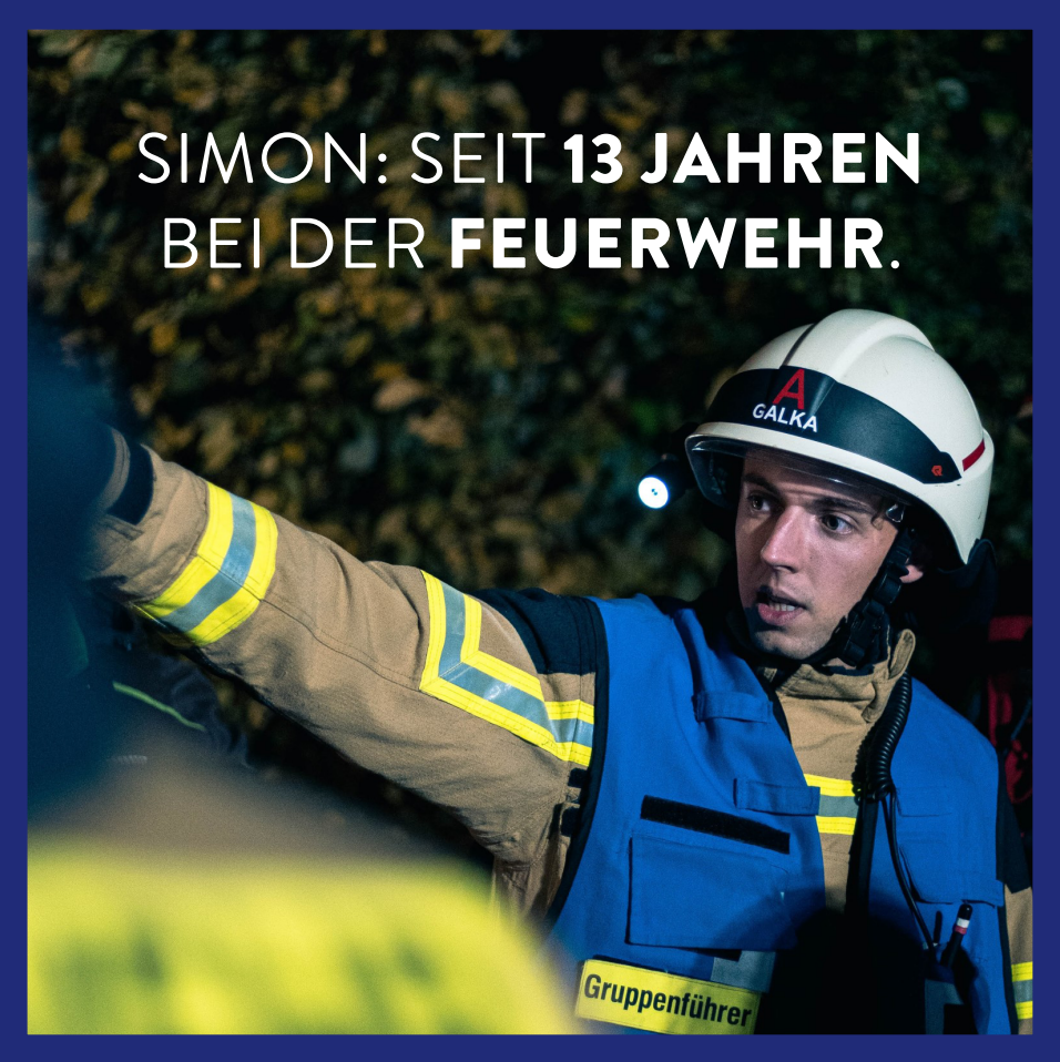 Simon, has been with the fire department for 13 years. A young firefighter in uniform.