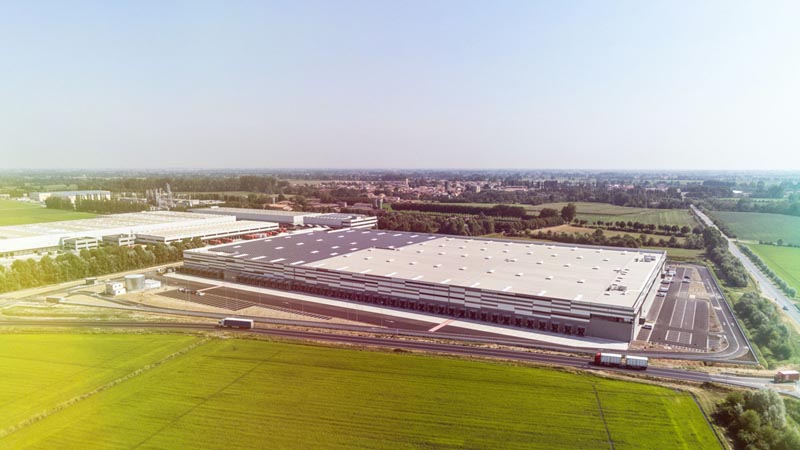 An aerial view of the ALDI Landriano location
